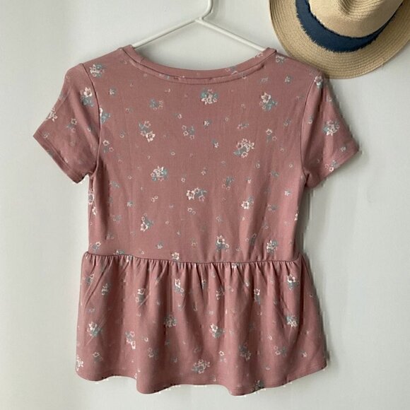 Pink Rose Floral Peplum Top NWT - Picture 2 of 4